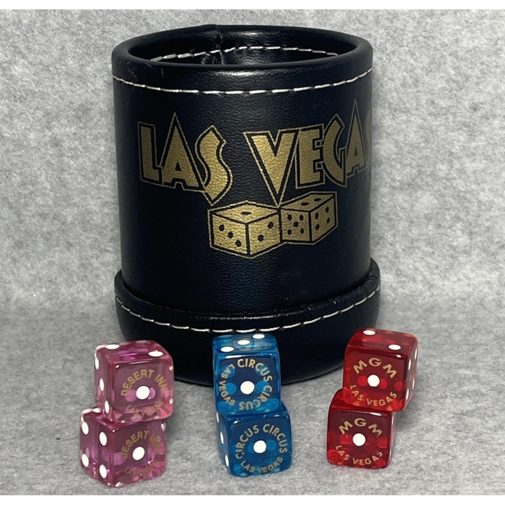 VTG Las Vegas Casino Dice Set of 6 Desert Inn Circus Circus MGM‎ Cup Game Night